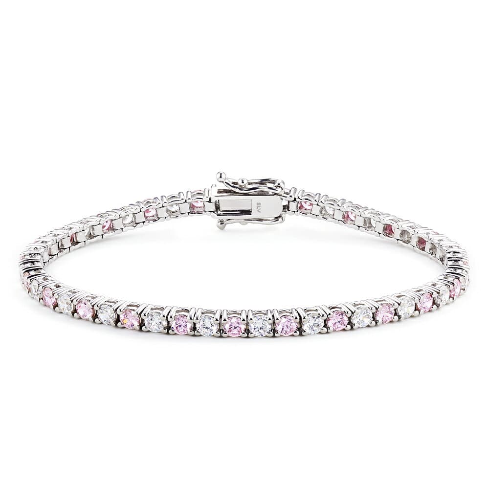 【祝★楽天1位】 ブレスレット レディース テニスブレスレット ピンク プラチナ 加工 シルバー925 誕生日プレゼント 結婚記念日 女性 妻 嫁 彼女 母 50代 40代 30代 ギフト 金属アレルギー シンプル 大人 上品 ブランド 【翌日配送】 thumbnail 2