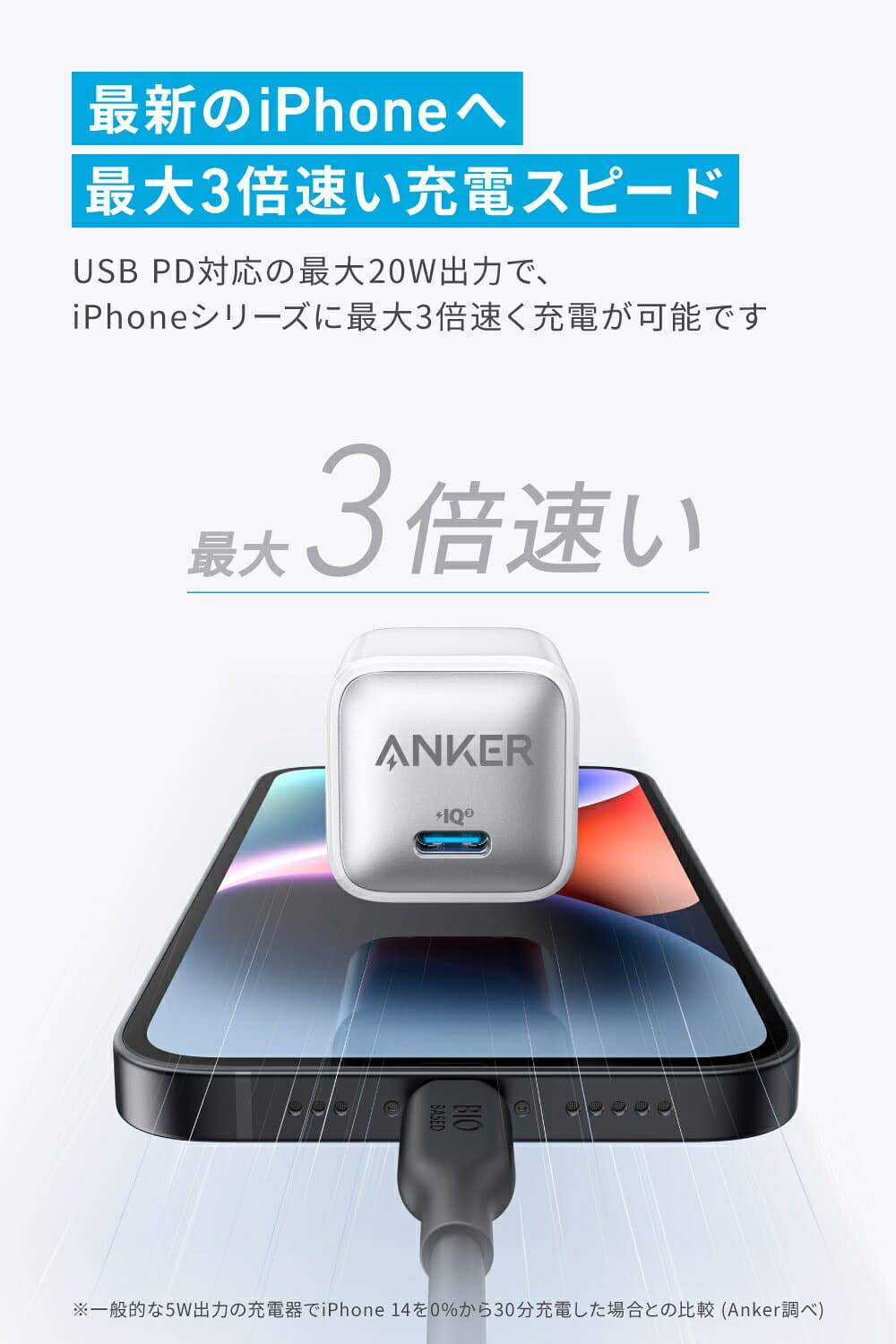 【期間限定セール実施中 10/27まで】Anker Nano Charger (20W) PD 20W 充電器 USB-C 急速充電対応【PSE技術基準適合/PowerIQ 3.0 (Gen2)搭載】iPhone Android その他各種機器対応 thumbnail 3