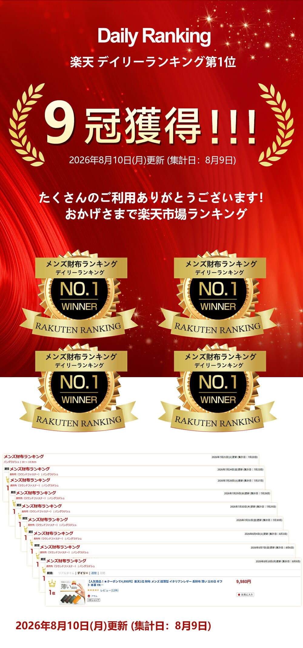 【先着30名様限定！★クーポンで4,762円】楽天1位 財布 メンズ 超薄型 イタリアンレザー 長財布 薄い 父の日 ギフト 本革 YKKファスナー スリム 牛革 小銭入れ 大容量 ウォレット レザー サイフ ハンドメイド 高級感 シンプル 男女兼用 ブランド 送料無料 thumbnail 2