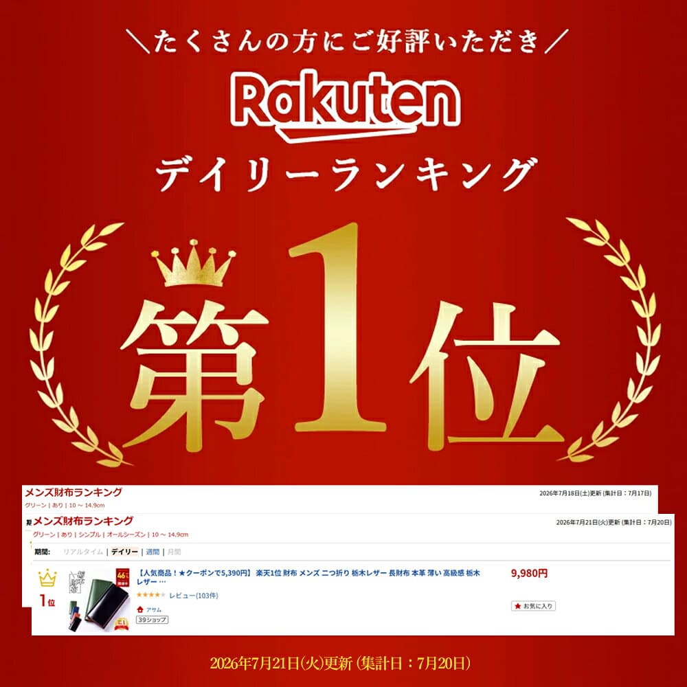 【先着20名様限定！★クーポンで5,489円】 楽天1位 財布 メンズ 二つ折り 栃木レザー 長財布 本革 薄い 高級感 栃木レザー 財布 ブランド ウォレット 牛革 小銭入れ レザー サイフ ハンドメイド シンプル 無地 大容量 男性 紳士用 おしゃれ ギフト 送料無料 thumbnail 2