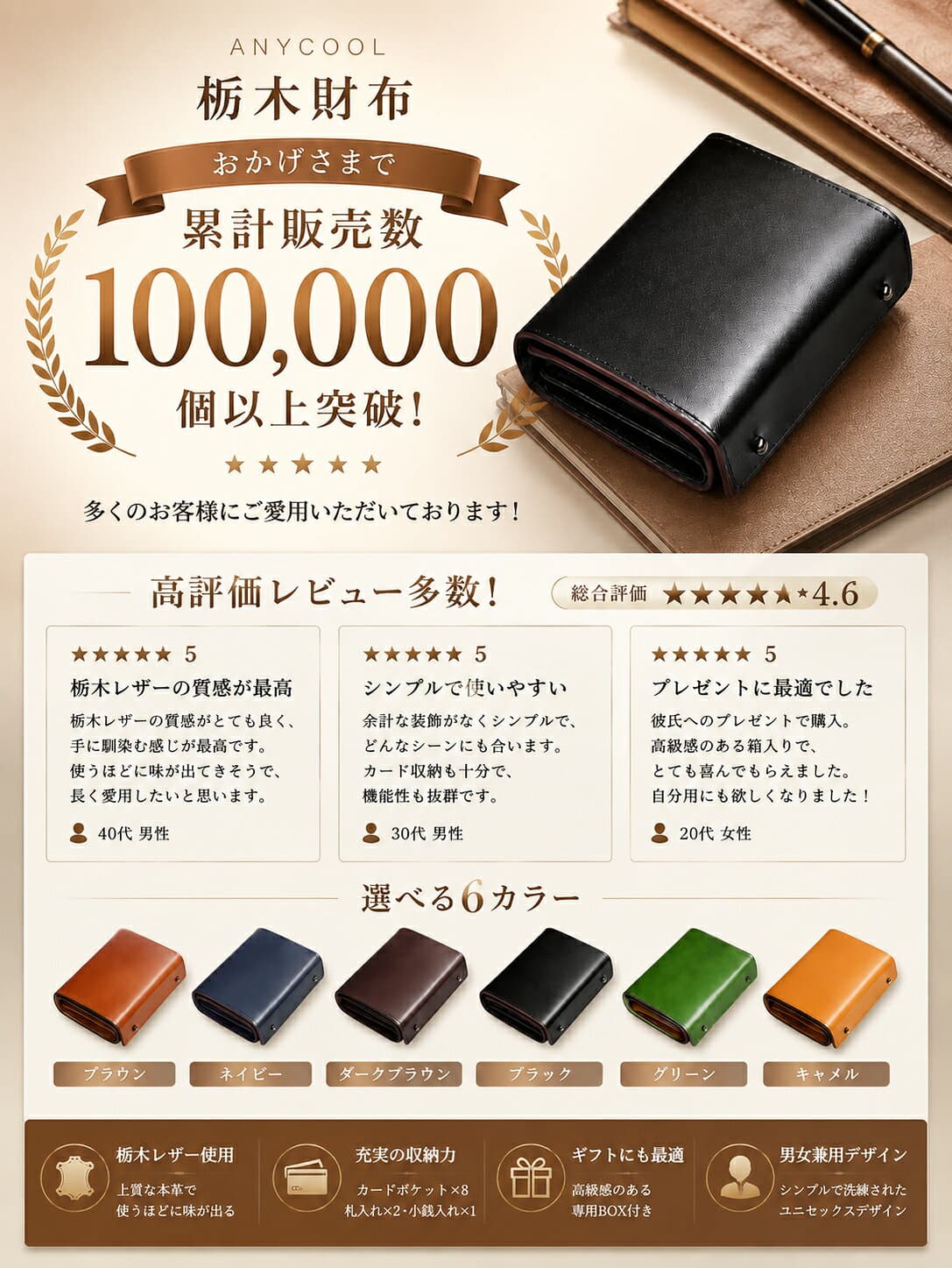 【先着20名様限定！★クーポンで4,188円】楽天1位 財布 メンズ ミニ財布 メンズ財布 二つ折り 栃木レザー 財布 本革 高級感 小さい財布 大容量 コインケース 牛革 小銭入れ レザー サイフ ハンドメイド 左利き 右利き 誕生日 紳士用 男女兼用 ギフト 送料無料 thumbnail 3