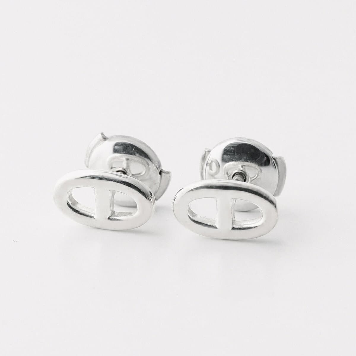 HERMES エルメス ピアス シェーヌダンクル ファランドール Chaine dAncre TPM FARANDOLE H113502B レディース ミニ スタッド silver925 ロゴ シルバー
