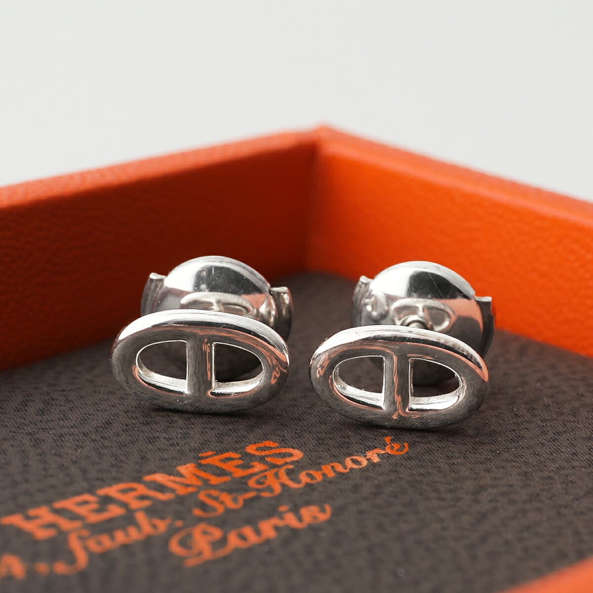 HERMES エルメス ピアス シェーヌダンクル ファランドール Chaine dAncre TPM FARANDOLE H113502B レディース ミニ スタッド silver925 ロゴ シルバー thumbnail 2
