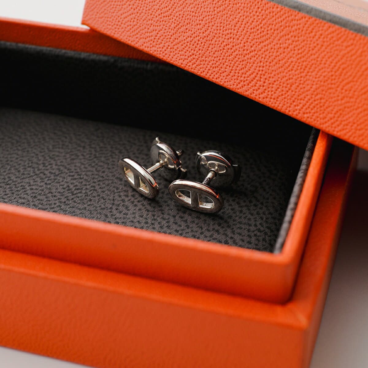 HERMES エルメス ピアス シェーヌダンクル ファランドール Chaine dAncre TPM FARANDOLE H113502B レディース ミニ スタッド silver925 ロゴ シルバー thumbnail 3