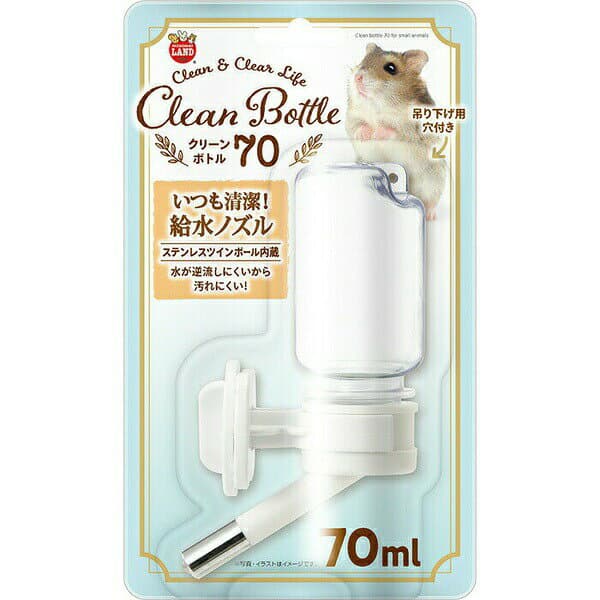 マルカン クリーンボトル70 70ml ジャンガリアンハムスターなど WB-4 W55xD75xH130 MARUKAN ジャンガリアン ウォーターボトル フクロモモンガ 小動物用品 給水ボトル ハムスター ペット用品 ステンレス 小動物 給水ノズル 安心素材 価格は1個のお値段です