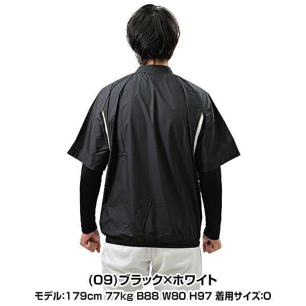 野球 ハーフジップジャケット 半袖 メンズ レディース MIZUNO ミズノ Vジャン 12JE9V34 ウィンドシャツ ウィンドジャケット ピステ 防風 撥水 軽量 トレーニングウェア スポーツウェア シャカシャカ 男女兼用 大きいサイズ S〜2XO 幅広いシーズンで活躍 thumbnail 3