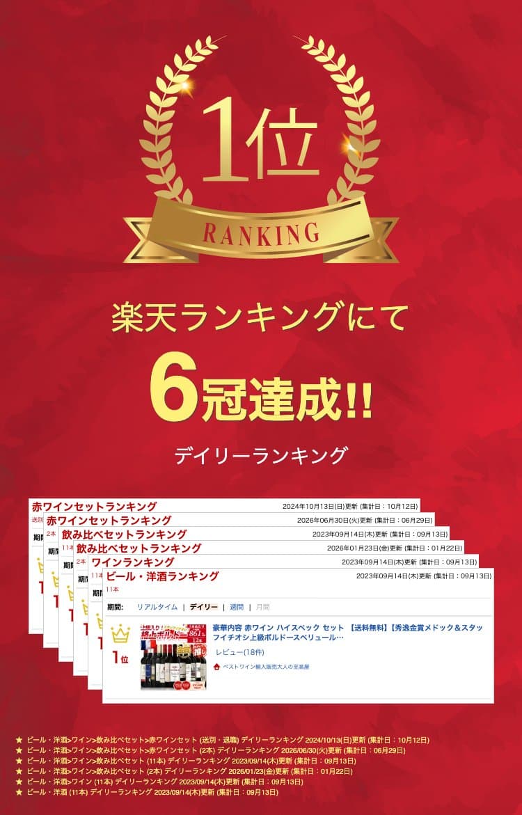 格上げリニューアル 送料無料 赤ワインセット 10本 名門＆金賞受賞のイチオシ フルボディ 名門ペトリュスで培われた醸造哲学?パルメの名門ネゴシアン 名門一族と天才醸造家の珠玉のセット コンクール受賞 フランスセット：V51 thumbnail 2