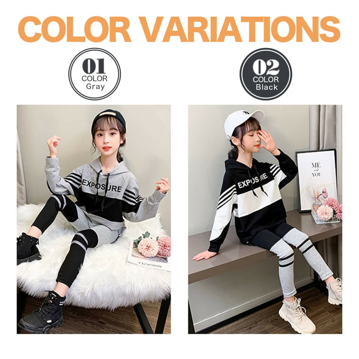 子供服 女の子 セットアップ 韓国ファッション 子ども服 カジュアル 【 送料無料 】 トレーナー レギンス スウェット 上下 キッズ服 キッズ トップス ボトムス セット 2点セット おしゃれ 服 ルームウェア 部屋着 運動 長袖 冬 ライン ロゴ 110 120 130 140 150 160 SSS thumbnail 3