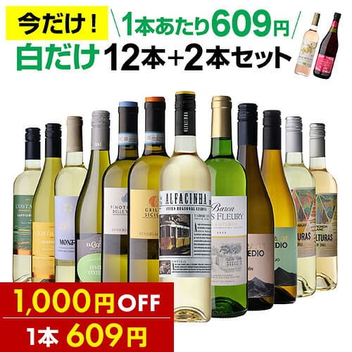 【1,000円OFF 1本609円】 ワイン ワインセット 42％OFF 白だけ 特選ワイン 12本+2本セット(合計14本) 白ワイン 白ワインセット 送料無料 白ワインセット 辛口 ワインセット 白　白ワイン セット 白ワイン 辛口 セット 200弾 ギフト 誕生日プレゼント 浜運A