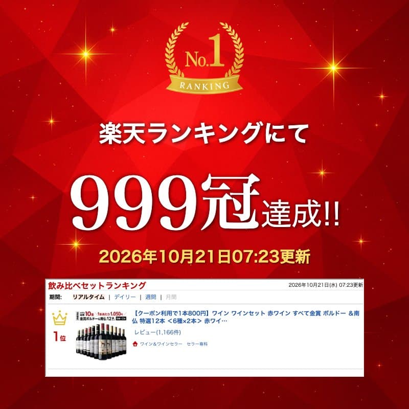 【15%OFFクーポンで1本842円】ワイン ワインセット 赤ワイン すべて金賞 ボルドー ＆南仏 特選12本 ＜6種×2本＞ 赤ワインセット 金賞受賞 10金 送料無料 赤ワイン 飲み比べセット 44弾 赤ワイン フルボディ セット 赤ワイン セット ギフト 誕生日プレゼント 長SA thumbnail 2