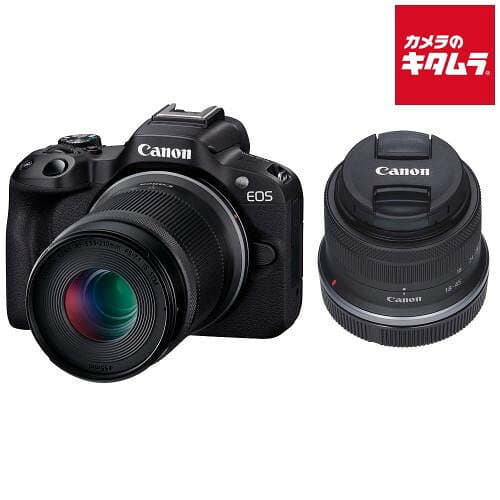 キヤノン EOS R50 ダブルズームキット ブラック Canon ミラーレス一眼カメラ 望遠 運動会 自撮り 4K 初心者 《納期約1．5ヶ月》