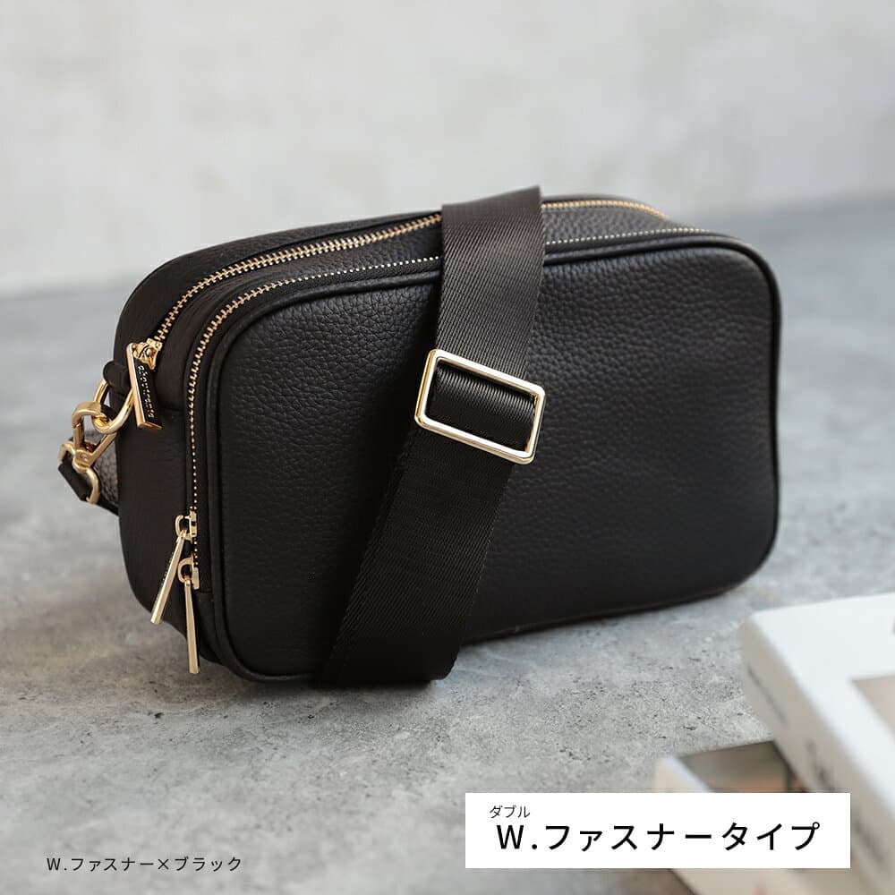 【20:00〜2h半額クーポン】本革ショルダーバッグ ポシェット 斜め掛け ダブルファスナー シングルファスナー ダブルジッパー レディース 大人 本革バッグ レザー 女性 シンプル 上品 大人 旅行 普段使い 父の日 プレゼント おしゃれ（T）【予約販売】 thumbnail 3
