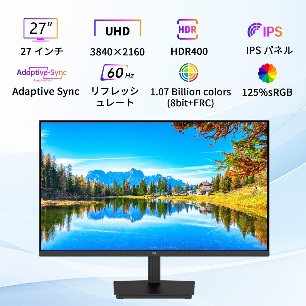 4K UHD ゲーミングモニター 液晶ディスプレイ 27インチ 3840x2160解像度 60Hz HDR400対応 IPSパネル sRGB135% DC調光 400nitハードウェアブルーライトカット技術 VESA対応 HDMI2.0*2 DP1.4*1 イヤホンジャック搭載 KTC H27P27 thumbnail 3