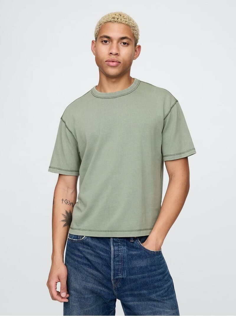 【SALE／40%OFF】(U)ヘビーウェイト クロップドTシャツ (ユニセックス) GAP ギャップ トップス カットソー・Tシャツ カーキグリーン ブルー ブラウン グレー イエロー ベージュ ブラック レッド ホワイト ネイビー パープル グリーン【RBA_E】[Rakuten Fashion] thumbnail 3