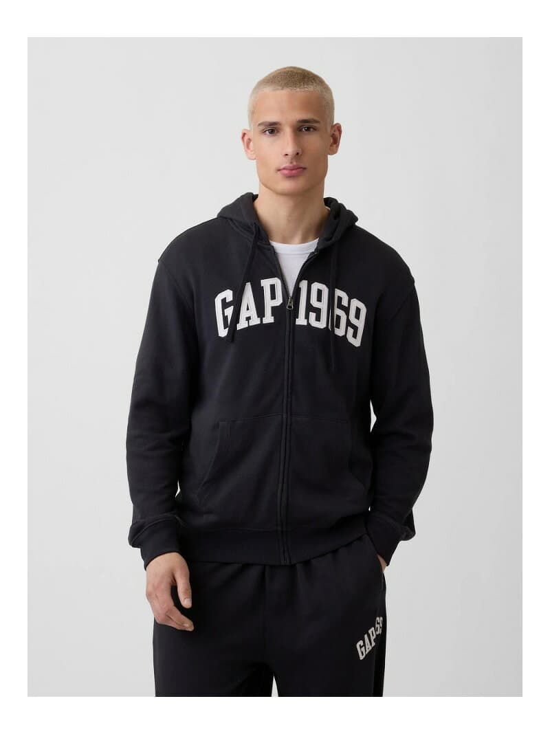 【SALE／49%OFF】(U)フレンチテリー リラックスフィット GAP1969ロゴ ジップアップパーカー GAP ギャップ トップス パーカー・フーディー ブラック グレー イエロー ブルー ネイビー【RBA_E】【送料無料】[Rakuten Fashion] thumbnail 3