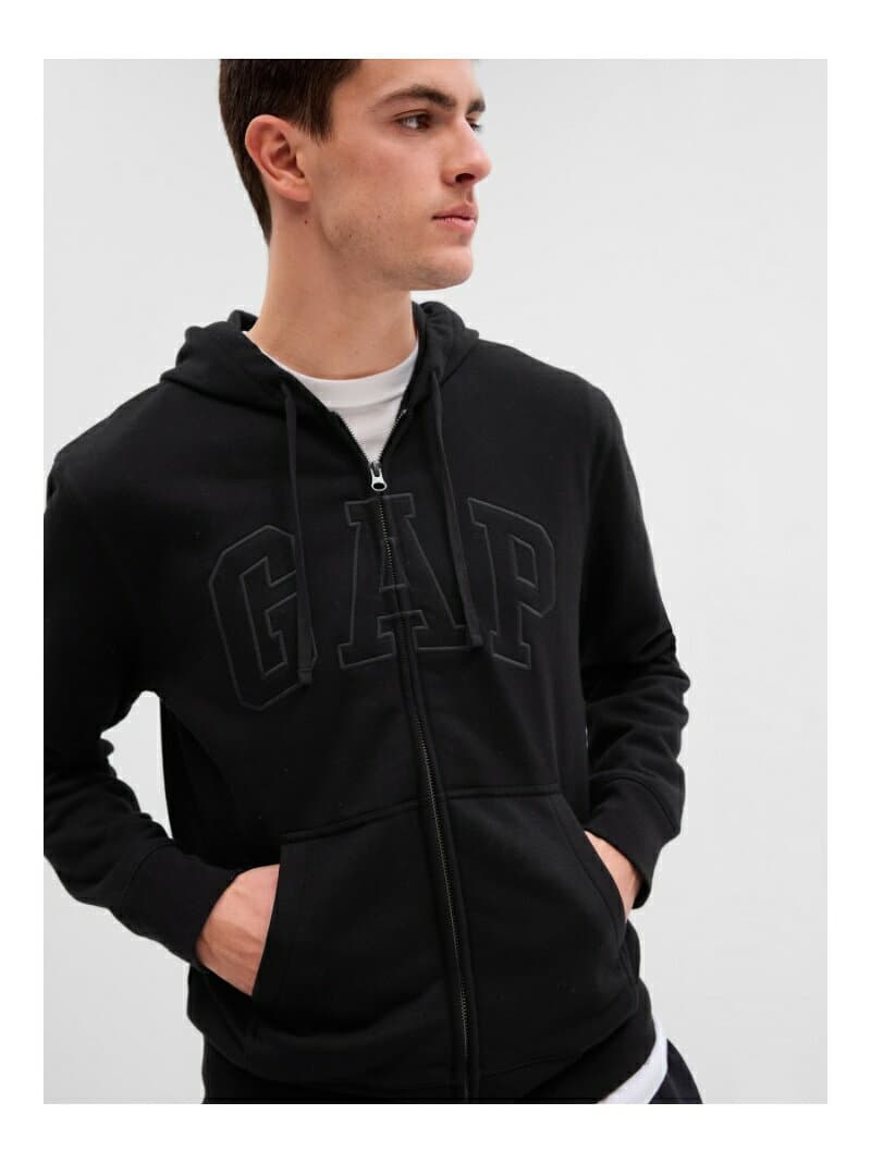 (U)Gapロゴ ジップパーカー(ユニセックス) GAP ギャップ トップス パーカー・フーディー ブラック ホワイト【送料無料】[Rakuten Fashion] thumbnail 2