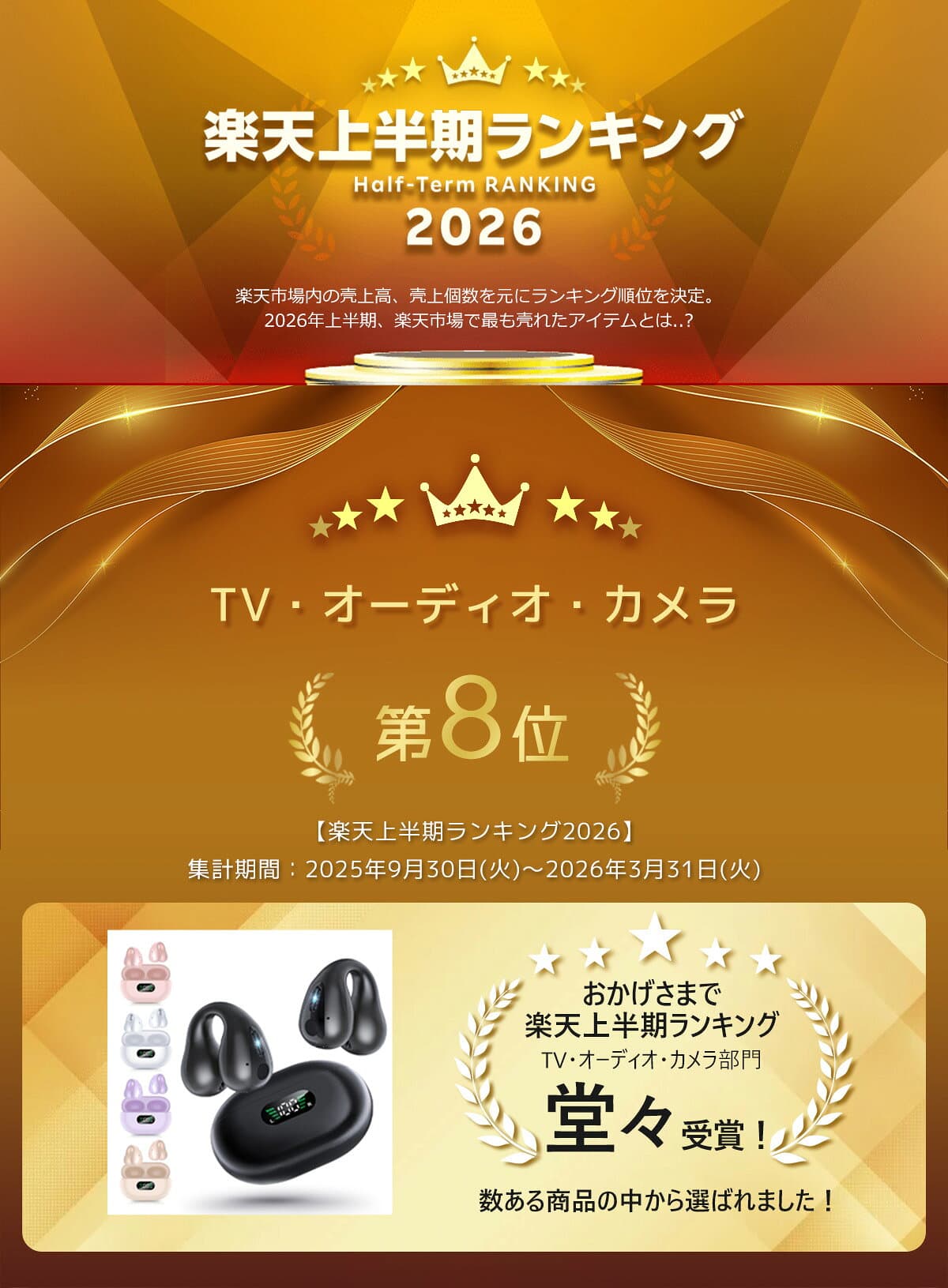 【楽天1位】＼半額セール★クーポン+P2で1,955円！／ワイヤレスイヤホン イヤーカフイヤホン HiFi高音質 ブルートゥースイヤホン Bluetooth6.0 残量表示 iPhone/Android対応 骨伝導イヤホン 瞬時接続 65H連続再生 Type‐C充電 オープンイヤー型 耳かけイヤホン thumbnail 2