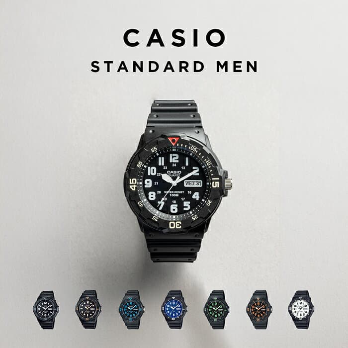 【10年保証】【日本未発売】CASIO STANDARD MEN カシオ スタンダード MRW-200H 腕時計 時計 ブランド メンズ レディース キッズ 子供 男の子 女の子 チープカシオ チプカシ アナログ 日付 防水 軽量 回転ベゼル ブラック 黒 白 金 海外モデル ギフト プレゼント