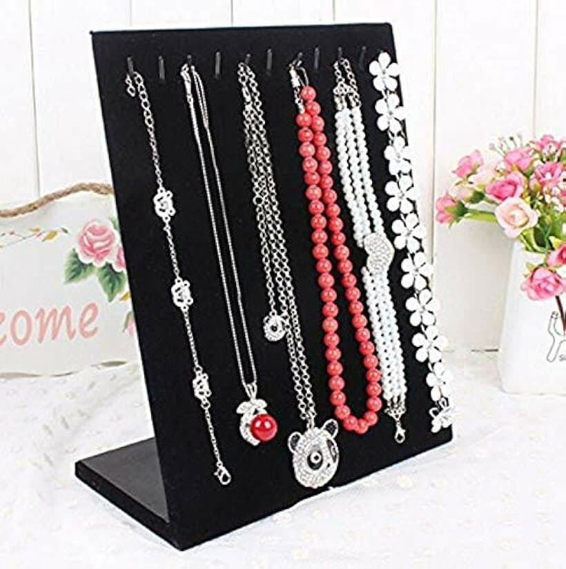【楽天ランキング1位入賞】ネックレススタンド アクセサリースタンド ディスプレイスタンド ジュエリースタンド ベルベット 展示 収納 L型 ブラック 黒 (ブラック) thumbnail 3