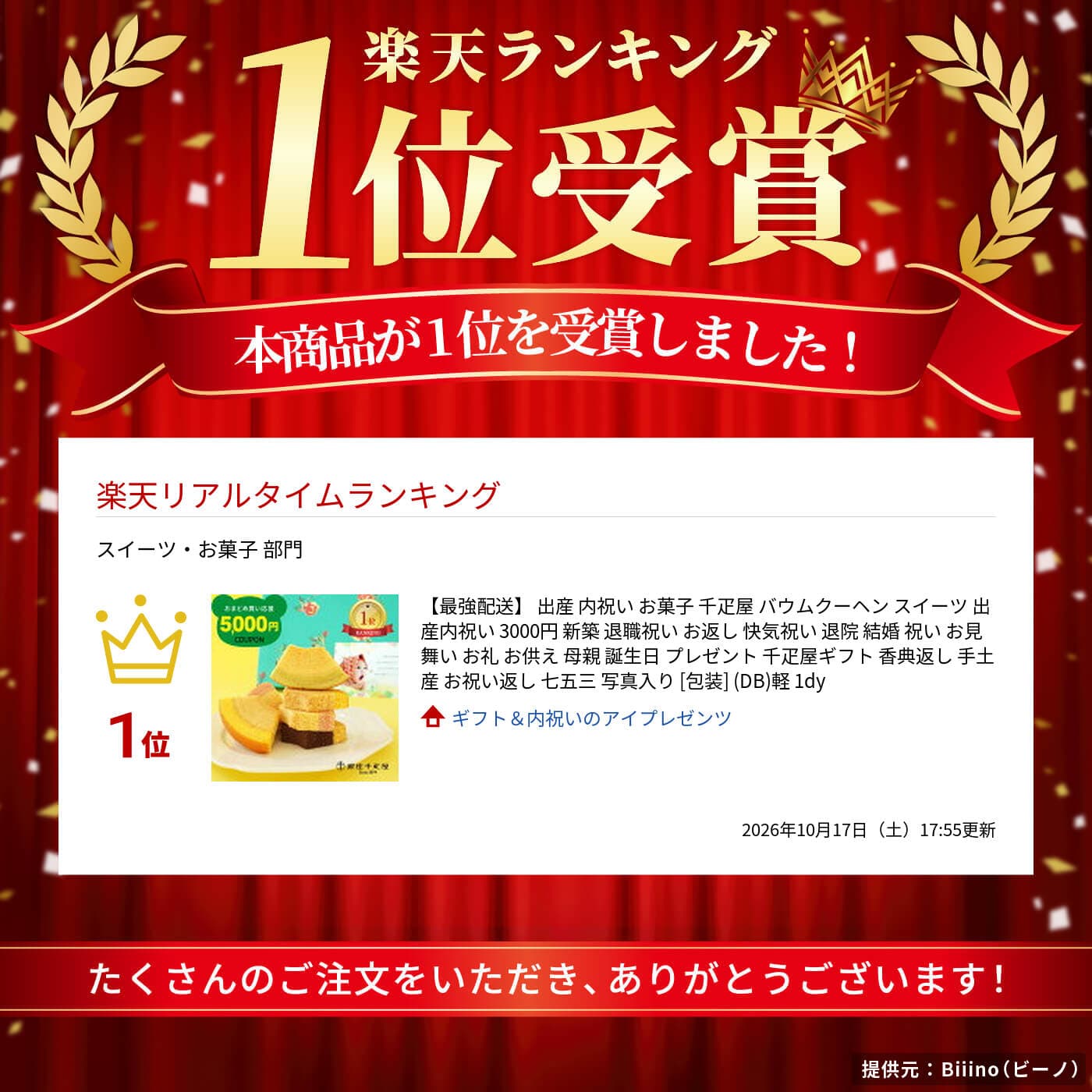 【24・25日P3倍】 出産 内祝い お菓子 千疋屋 バウムクーヘン スイーツ 出産内祝い 3000円 新築 退職祝い お返し 快気祝い 退院 結婚 祝い お見舞い お礼 お供え 母親 誕生日 プレゼント 千疋屋ギフト 香典返し 手土産 お祝い返し 七五三 写真入り [包装] (DB)軽 1dy thumbnail 2