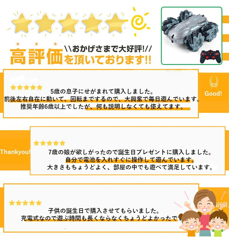 ラジコンカー 子供 充電式 360度回転 オフロード ドリフト ラジコン リモコンカー RCカー スタントカー オフロードカー 両面駆動 LED搭載小型 ドリフトカー 子供の日 男の子 誕生日 入学祝い プレゼント リモコン付き おもちゃ 母の日 父の日 thumbnail 2