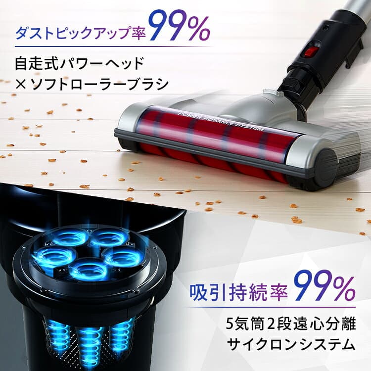 【公式】掃除機 コードレス サイクロン アイリスオーヤマ SCD-131P送料無料 充電式スティッククリーナー パワーヘッド モップスタンド付[安心延長保証対象] thumbnail 3