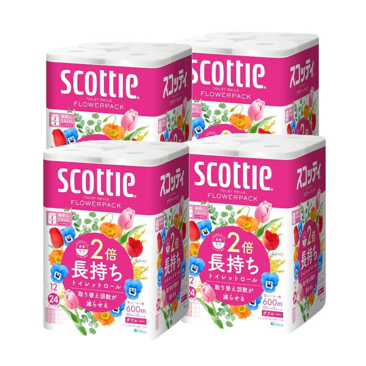 ＼40%ポイントバック☆彡〜27日迄／【48ロール】トイレットペーパー ダブル 2倍巻き 送料無料 4個セット スコッティ フラワーパック （12ロールで24ロール分） トイレット 50m【日用品CP】【iris_dl03】