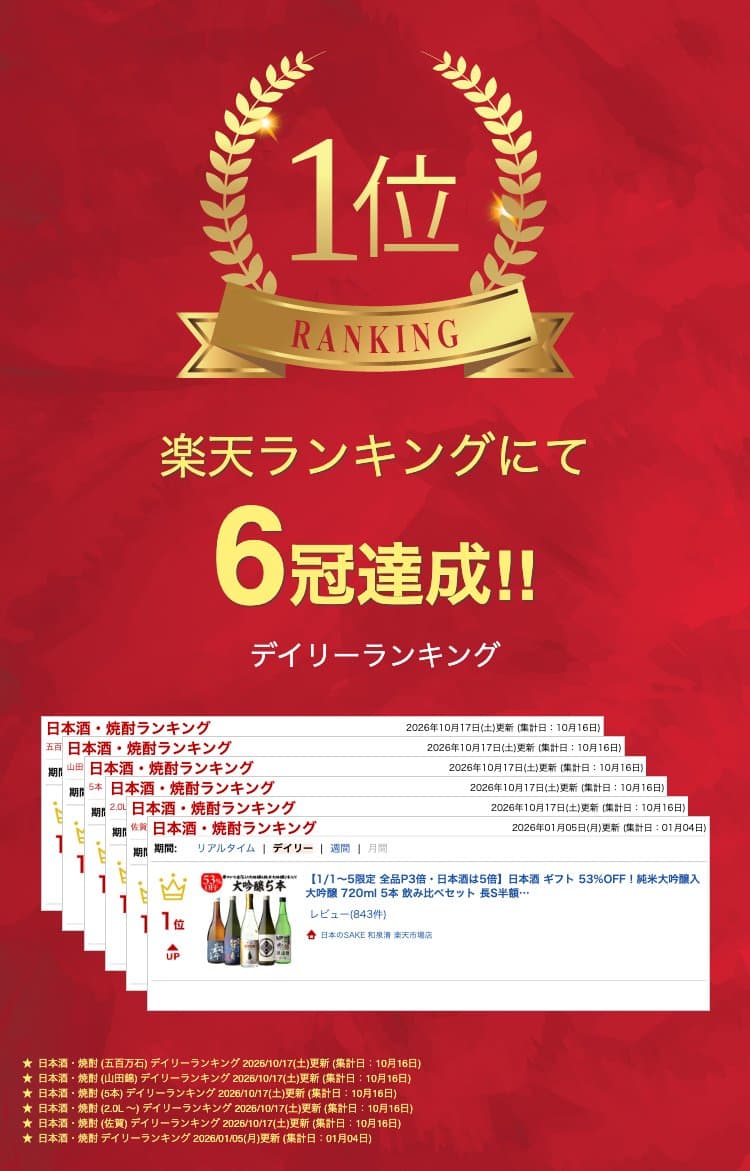 【10/24～5限定 全品P3倍】バイヤー厳選！大吟醸飲み比べ 720ml 5本 54%OFF！純米大吟醸入 飲み比べセット 長S 半額 4合瓶 四合瓶 清酒 ギフトセット 日本酒 新潟 飲み比べ 辛口 冷酒 お酒 ギフト 長S thumbnail 2