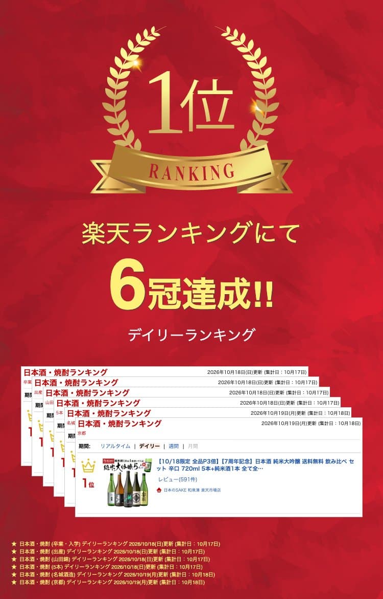 【10/24～5限定 全品P3倍】日本酒 純米大吟醸 送料無料 飲み比べ セット 辛口 720ml 5本 全て全国新酒鑑評会 金賞蔵清酒 誕生日 プレゼント 贈答 贈り物 ギフト お酒 お中元 長S thumbnail 2