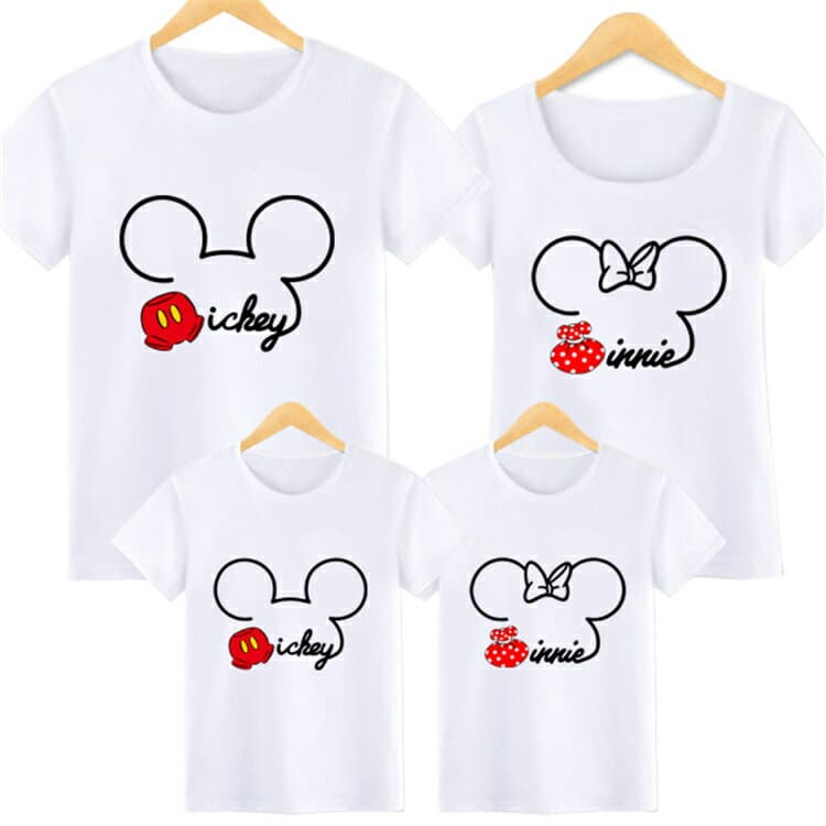 親子服 親子ペアルックカップルTシャツミッキーの耳t シャツレディースママと娘 おそろい服 親子服 家族お母さん子供　父と息子　お揃い服 家族 男の子 女の子キッズ服 子供服 撮影 旅行 プレゼント　8色 大きいサイズ