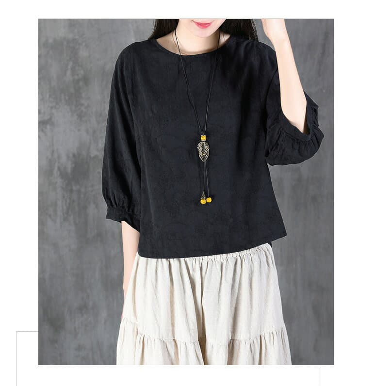 即納 シャツ ブラウス とろみシャツ リネン 綿麻風 春 夏 半袖 7分丈 レディース トップス ドロップ ショルダー 落ち肩 体型カバー レディースシャツ 大人 シンプル ゆったり カジュアル シンプル 無地 6色 2タイプ 母の日 送料無料 thumbnail 3