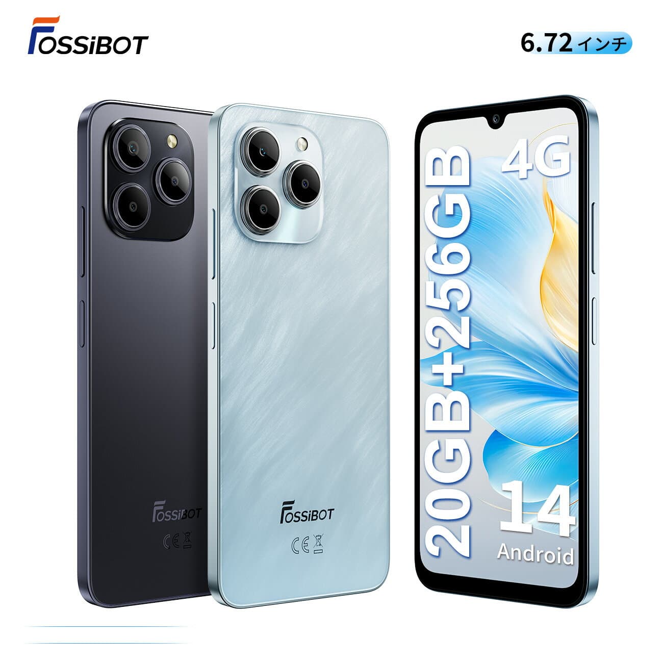 【1,000円OFFクーポンで23,400円&エントリーで最大P2倍】FOSSiBOT S2 スマートフォン SIMフリー スマホ 本体 楽天モバイル対応 8GB+256GB オクタコアプロセッサ 6.72インチFHD+大画面 Android14 5000mAhバッテリー 顔/指紋認証 NFC 高速充電