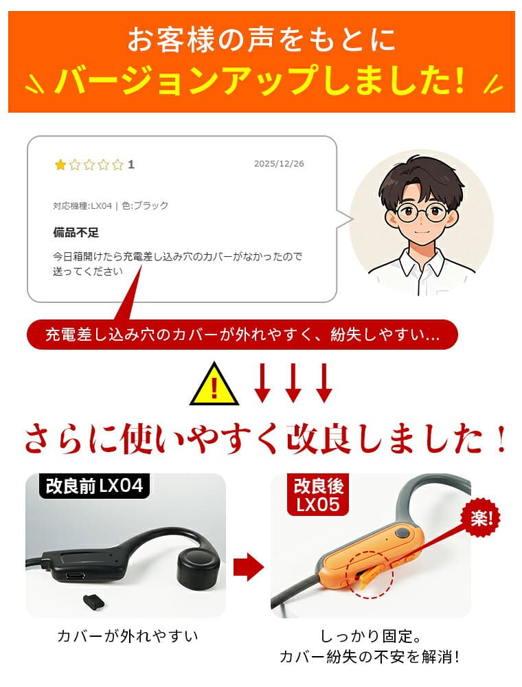 ★期間限定1,780円！【自転車ルール対応イヤホン】イヤホン 骨伝導 自転車 15時間連続使用 ワイヤレスイヤホン イヤーカフ Bluetooth6.0 オープンイヤー 耳掛け HiFi高音質 骨伝導イヤホン ワイヤレスイヤホン 骨伝導 骨伝導ヘッドホン 防水 iPhone/Android対応 LX05 thumbnail 3