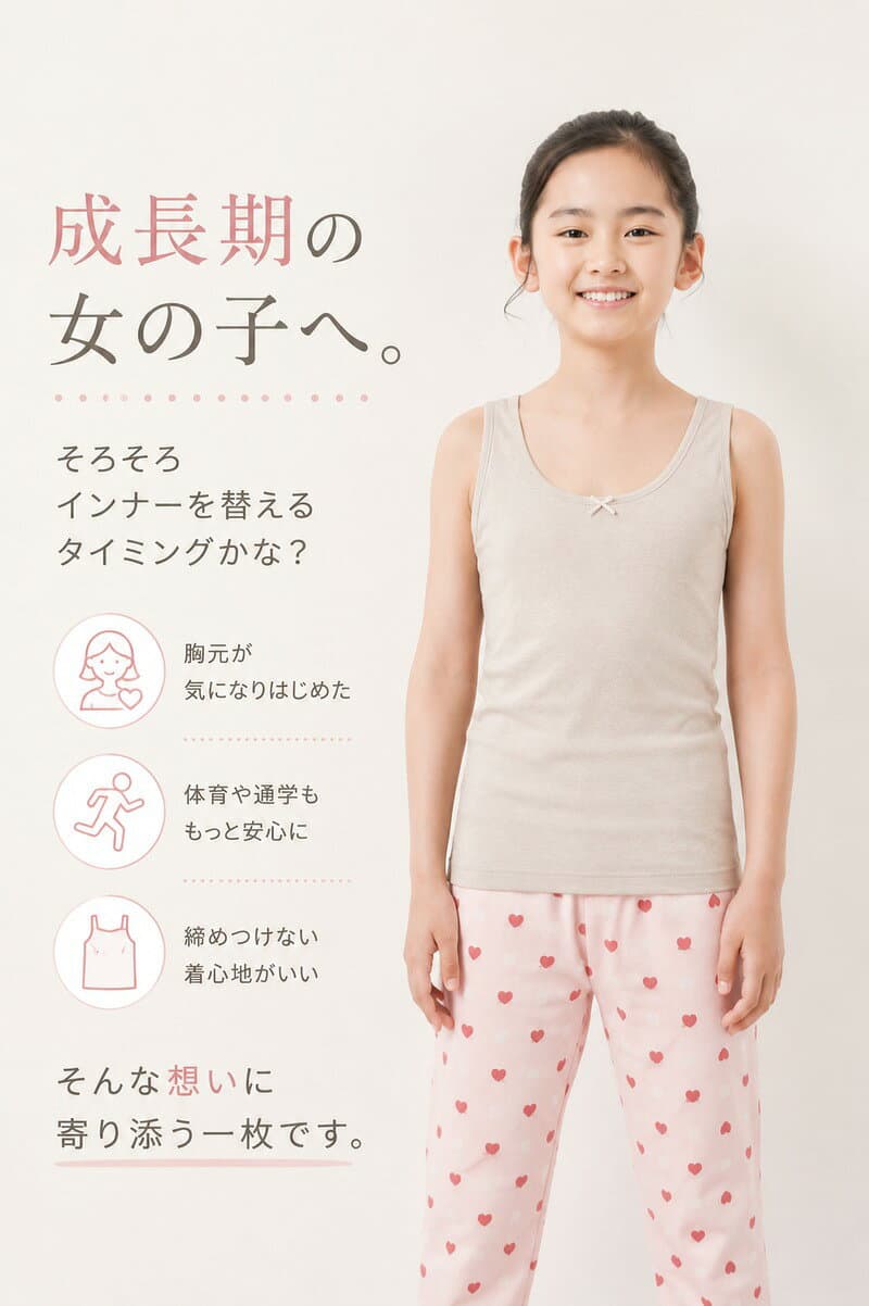 【10/24 20時〜★クーポンで959円〜】【一部カラー特別価格】【送料無料】ジュニアブラ ファーストブラ 胸二重 キャミソール タンクトップ [ 小学生 女の子 インナー 下着 130 140 150 160cm 綿95％ ブラトップ ノンワイヤー 締めつけにくい 透けにくい ] thumbnail 2