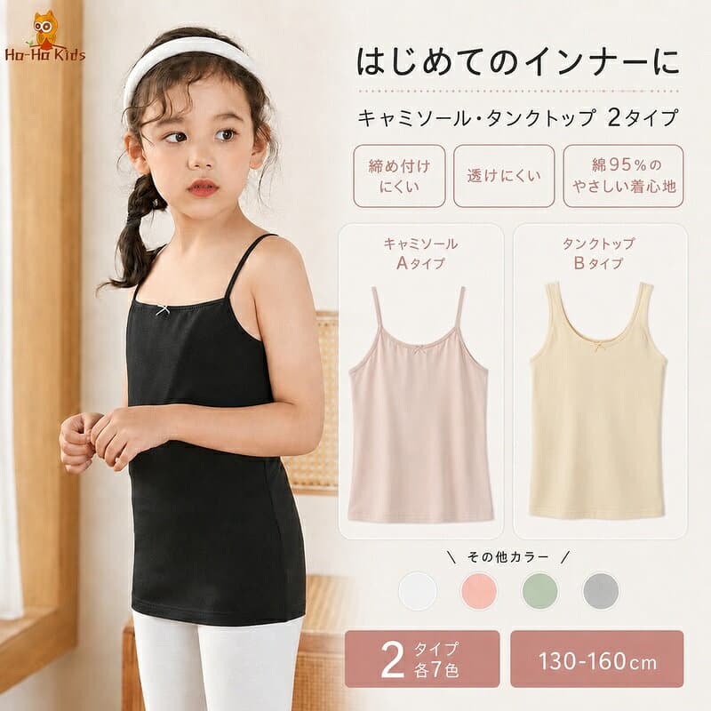 【一部カラー特別価格】【送料無料】ジュニアブラ ファーストブラ 胸二重 キャミソール タンクトップ [ 小学生 女の子 インナー 下着 130 140 150 160cm 綿95％ ブラトップ ノンワイヤー 締めつけにくい 透けにくい ]