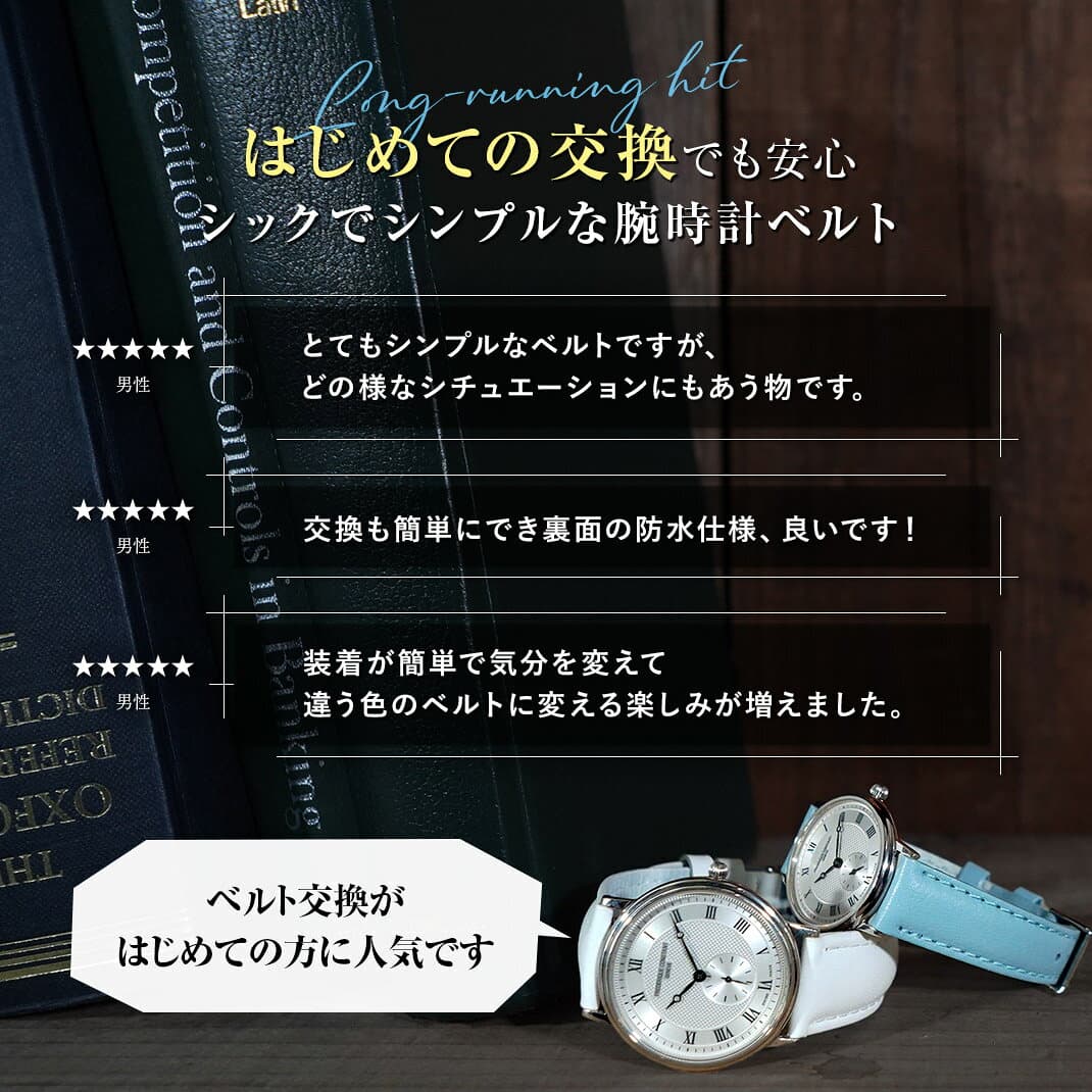 腕時計ベルト 18mm 時計 ベルト 20mm 革ベルト 牛革 レザー カーフ 時計バンド 裏面防水 簡単交換 メンズ レディース シック シンプル オフィス カジュアル 12mm 13mm 14mm 15mm 16mm 17mm 18mm 19mm 20mm 21mm 22mm REIMS ランス CASSIS カシス バンド 時計バンド U10257A1 thumbnail 3