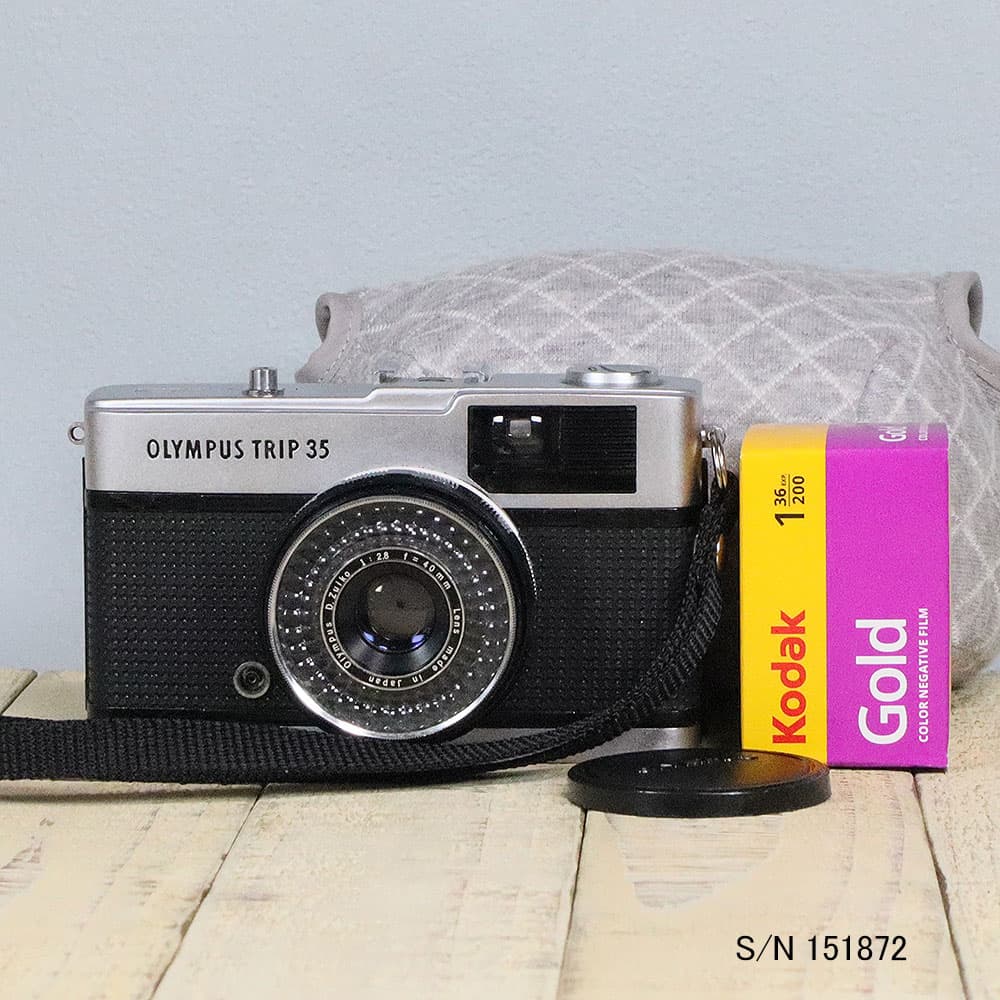 【整備済】【保証付】　オリンパス　OLYMPUS TRIP 35　S/N 151872（ケース・フイルム付セット）　フィルムカメラ　フイルムカメラ　【中古】