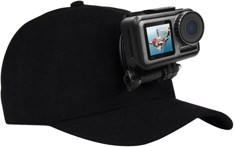 GoPro カメラ マウント キャップ アクションカメラ アクセサリー 帽子 旅行 登山 ハイキング 動画撮影 に ブラック (黒)
