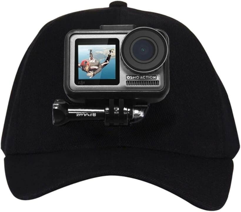 GoPro カメラ マウント キャップ アクションカメラ アクセサリー 帽子 旅行 登山 ハイキング 動画撮影 に ブラック (黒) thumbnail 3