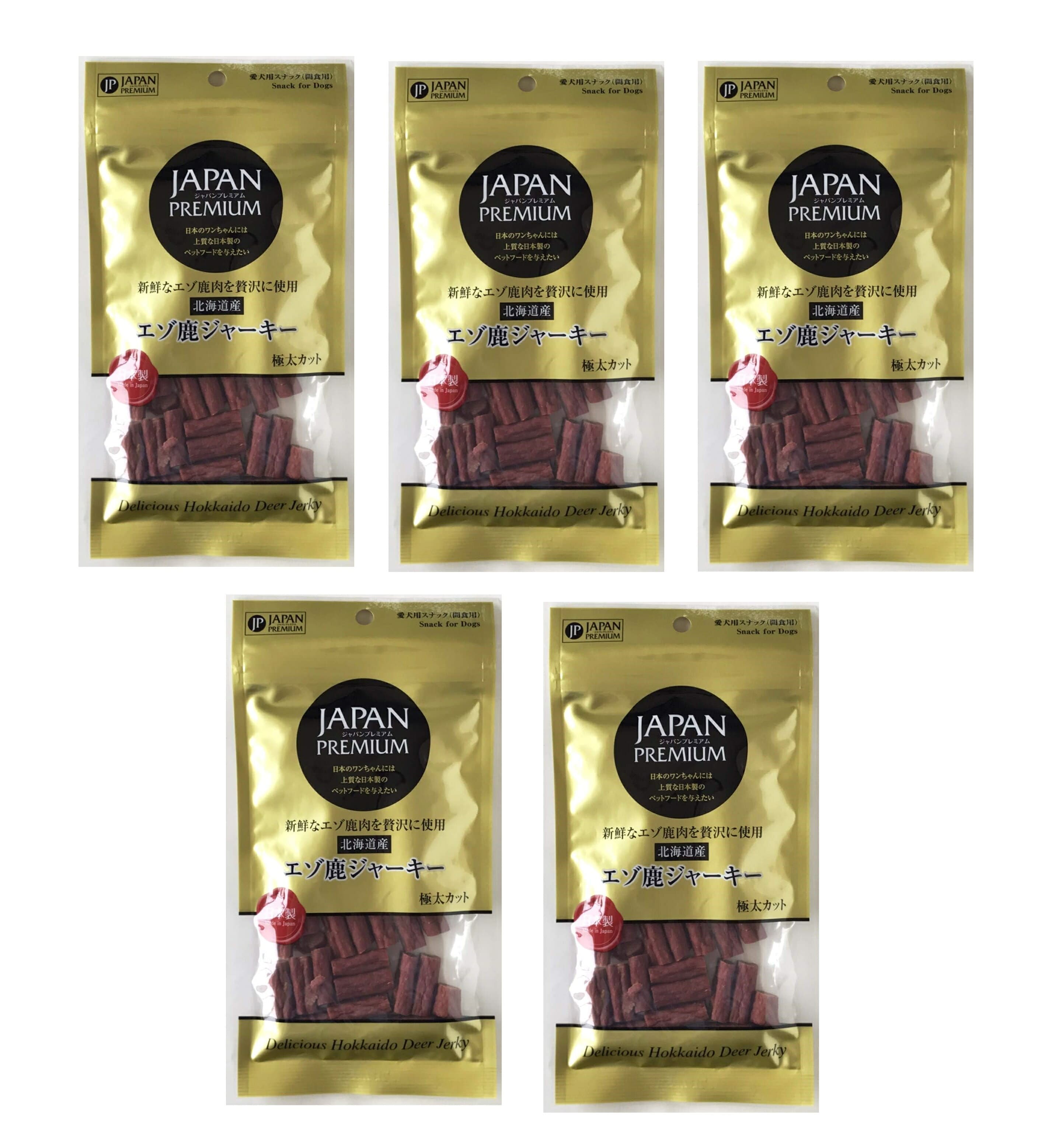 5袋セット 犬用おやつ ペットフード お得 [JAPAN PREMIUM] 北海道産 エゾ鹿ジャーキー 極太カット 60g×5袋セット /いぬ 犬 イヌ おやつ 犬用 ペットフード ドッグフード 犬の餌 国産
