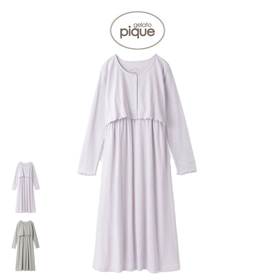 gelato pique ジェラートピケ マタニティリブワンピース pwco241268 ppco999086 レディース ジェラピケ ルームウェア ワンマイルウェア 部屋着 ロング丈 カップイン 授乳期 出産祝い ギフト プレゼントにオススメ セレクトショップムー