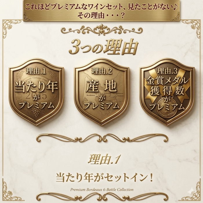 プレミアム 金賞受賞 ボルドーワインセット　750ml 6本セット ワイン セット 送料無料 金賞 pb26v05 福袋 ワインセット 飲み比べ 父の日　ボルドー金賞ワインセット　ボルドーワインセット thumbnail 2