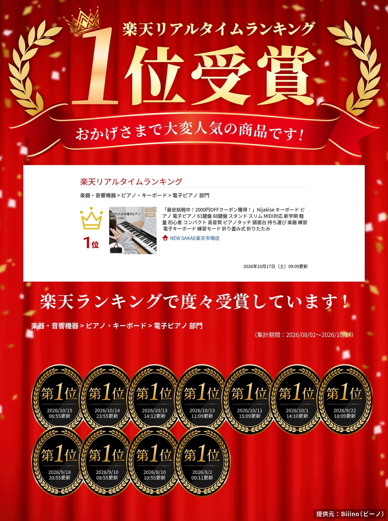 「最安挑戦中！」Nijakise キーボード ピアノ 電子ピアノ 61鍵盤 88鍵盤 スタンド スリム MIDI対応 新学期 軽量 初心者 コンパクト 高音質 ピアノタッチ 譜面台 持ち運び 楽器 練習 電子キーボード 練習モード 折り畳み式 折りたたみ thumbnail 2