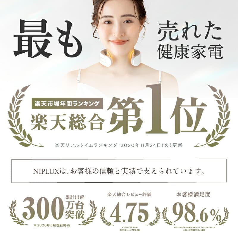 【楽天総合1位★クーポン利用で8,228円～】EMS×温熱で首ケア NIPLUX NECK RELAX ニップラックス ネックリラックス 健康 グッズ 首 EMS 首コリ 低周波 コードレス USB充電 プレゼント 実用的 温める リラックス thumbnail 3