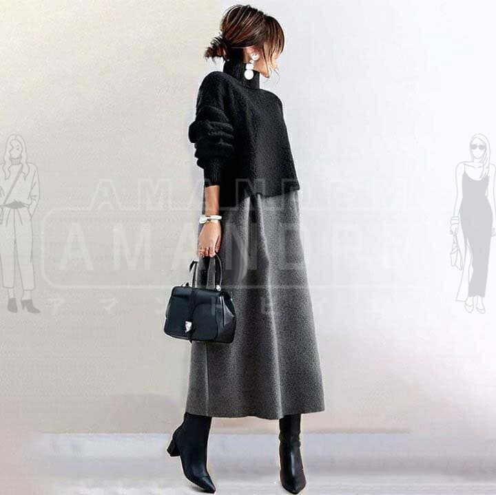 セットアップ レディース カジュアル きれいめ 春 秋 冬 秋冬 上下セット セーター スカート 2点セット トップス 上下セット セレモニー 無地 大人 長袖 ゆったり おしゃれ 可愛い お出かけ オフィス 体型カバー エレガント お呼ばれ お洒落 通勤 韓国 30代 40代 50代 thumbnail 3