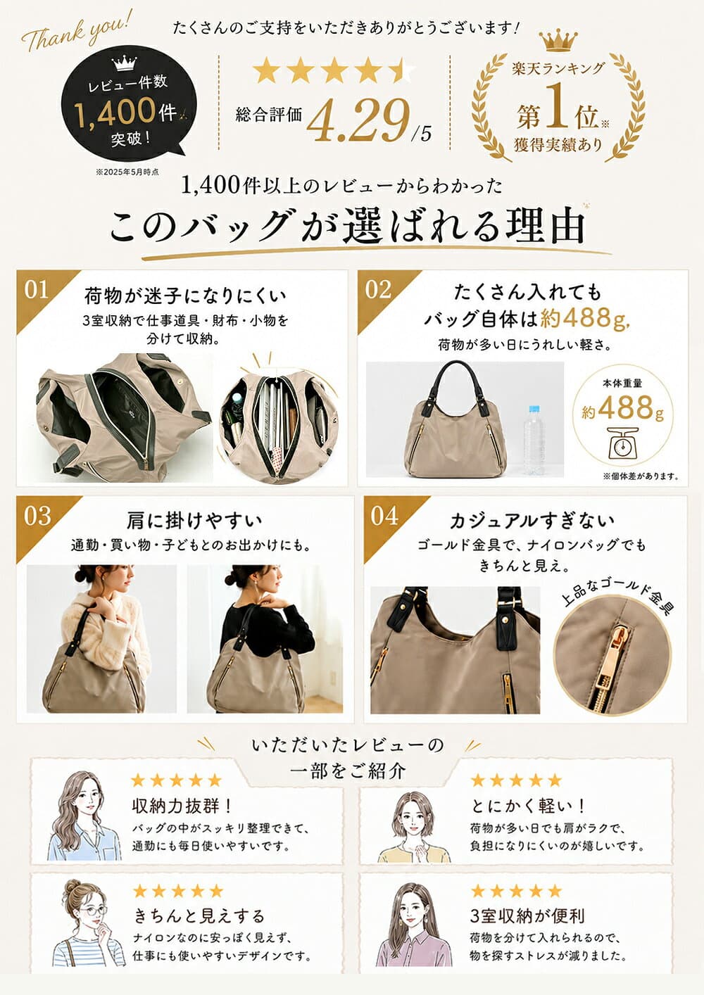 クーポンで4,090円〜《40％OFF》《2026AWスエードversion》楽天1位 トートバッグ レディース ナイロンバッグ 軽量 大容量 撥水 3層収納 多収納 ファスナー付き 通勤バッグ 通学バッグ 肩掛けバッグ お仕事 マザーズバッグ 旅行バッグ スエード調 ナイロントートバッグ thumbnail 2