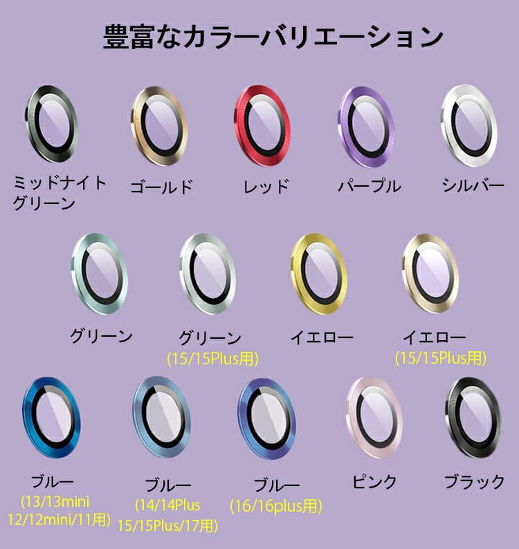【24H限定10%OFFクーポン 2個セット 17/16/16Plus/15/15Plus/14/14Plus/13/13mini/12/12mini/11用】iPhone17 カメラカバー iPhone16 カメラフィルム iPhone15 カメラ保護 iPhone13 iPhone14 レンズカバー iPhone11 iPhone12 カメラレンズ 保護フィルム レンズ保護 アルミ合金 thumbnail 3
