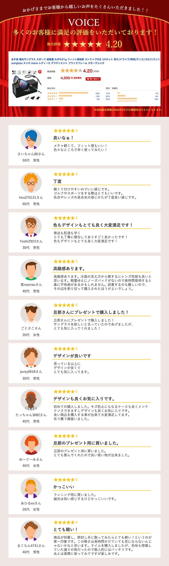 【INFI公式】偏光サングラス スポーツ 超軽量 わずか21g フィット感抜群 ストラップ付き UVカット 釣り/ドライブ/野球/テニス/ゴルフ/ランニング 紫外線対策 sunglass メンズ mens レディース グラディエント カテゴリ4 ナイトグラス thumbnail 3
