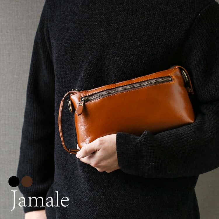 【20％OFFクーポン】メンズ セカンド バッグ おしゃれ 日本製 オイル ヌメ革 2way バッグ ショルダーストラップ付き メンズバッグ ショルダーバッグ 斜めがけ【名入れ 可能】 上品 誕生日 jamale ギフト プレゼント 4FB 1年保証 (07000034r)
