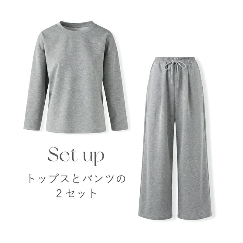 【10/24！クーポンで3,750円～】 セットアップ レディース カジュアル パンツ パンツセットアップ スウェット ポンチ カットソー 上下 セット カジュアルセットアップ ゆったり 半袖 長袖 トップス ウエストゴム おしゃれ クルーネック 春夏 秋冬 春 夏 秋 冬 cocomomo thumbnail 3